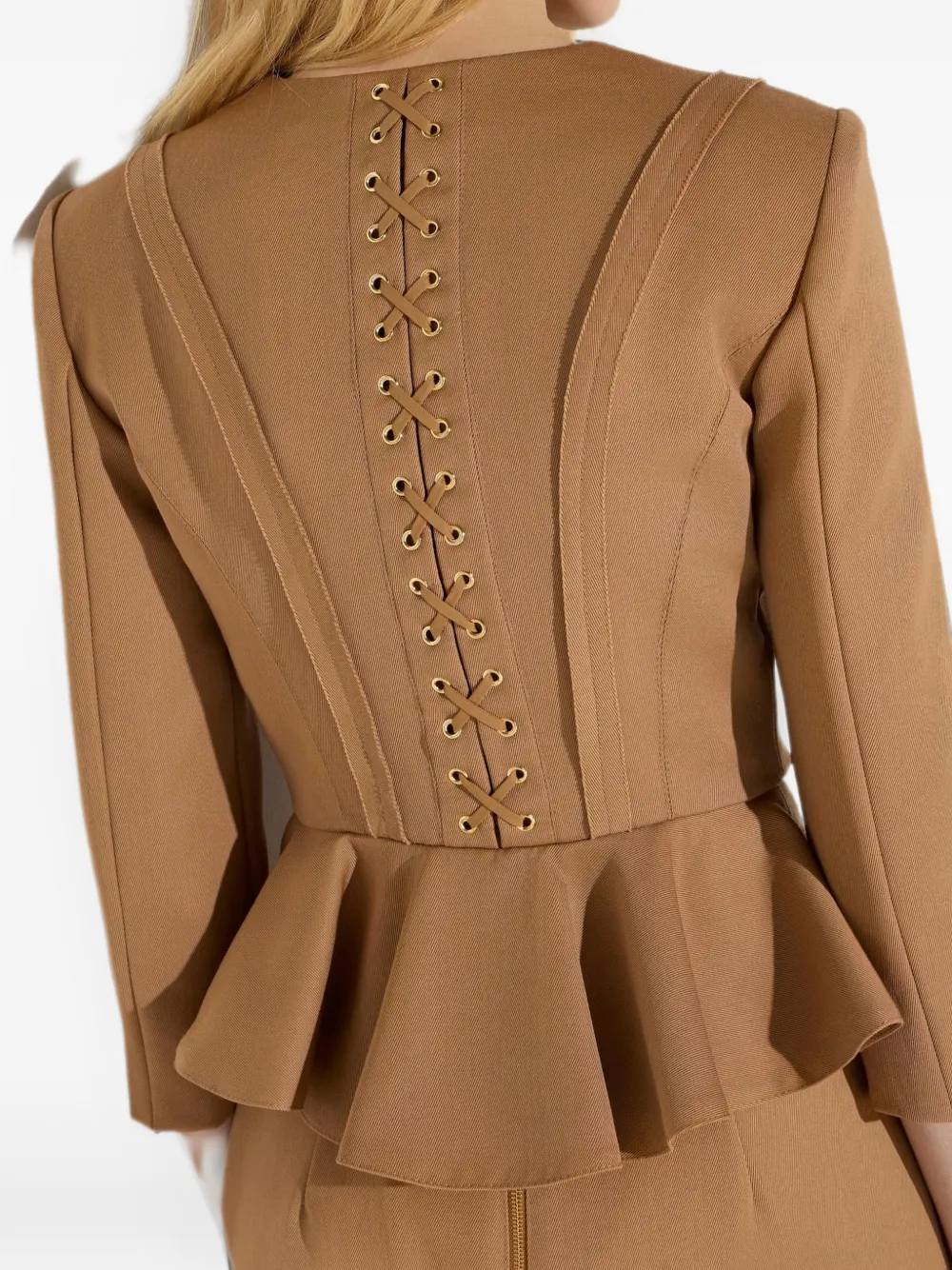 Elisabetta Franchi Jack van gabardine stof met juwelen horsebits Beige