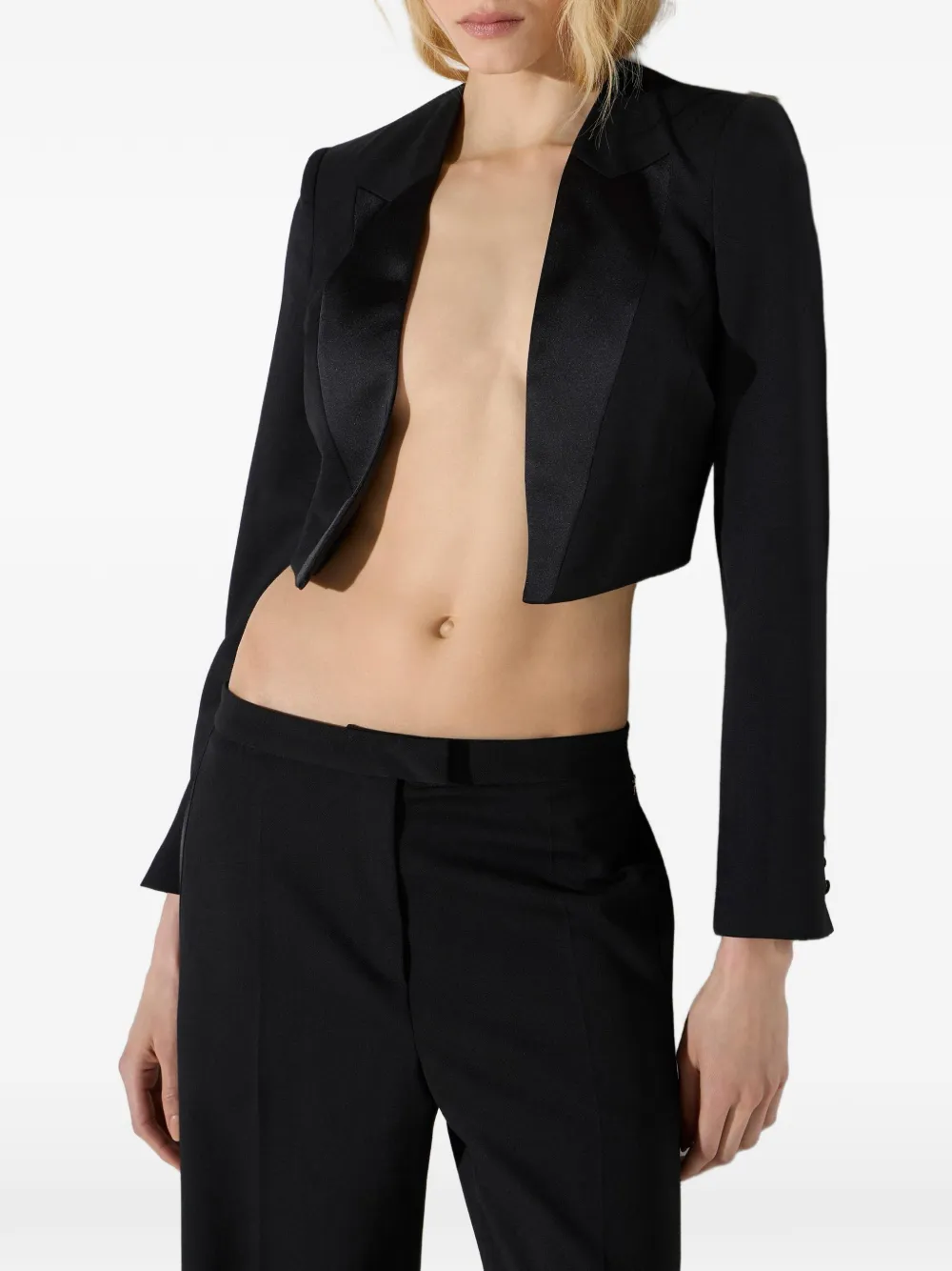 Elisabetta Franchi Gabardine jack in smoking-stijl Zwart