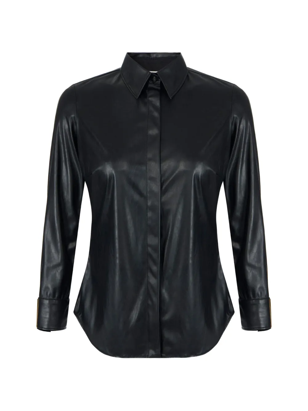 Elisabetta Franchi logo-plaque leather-effect shirt - Black
