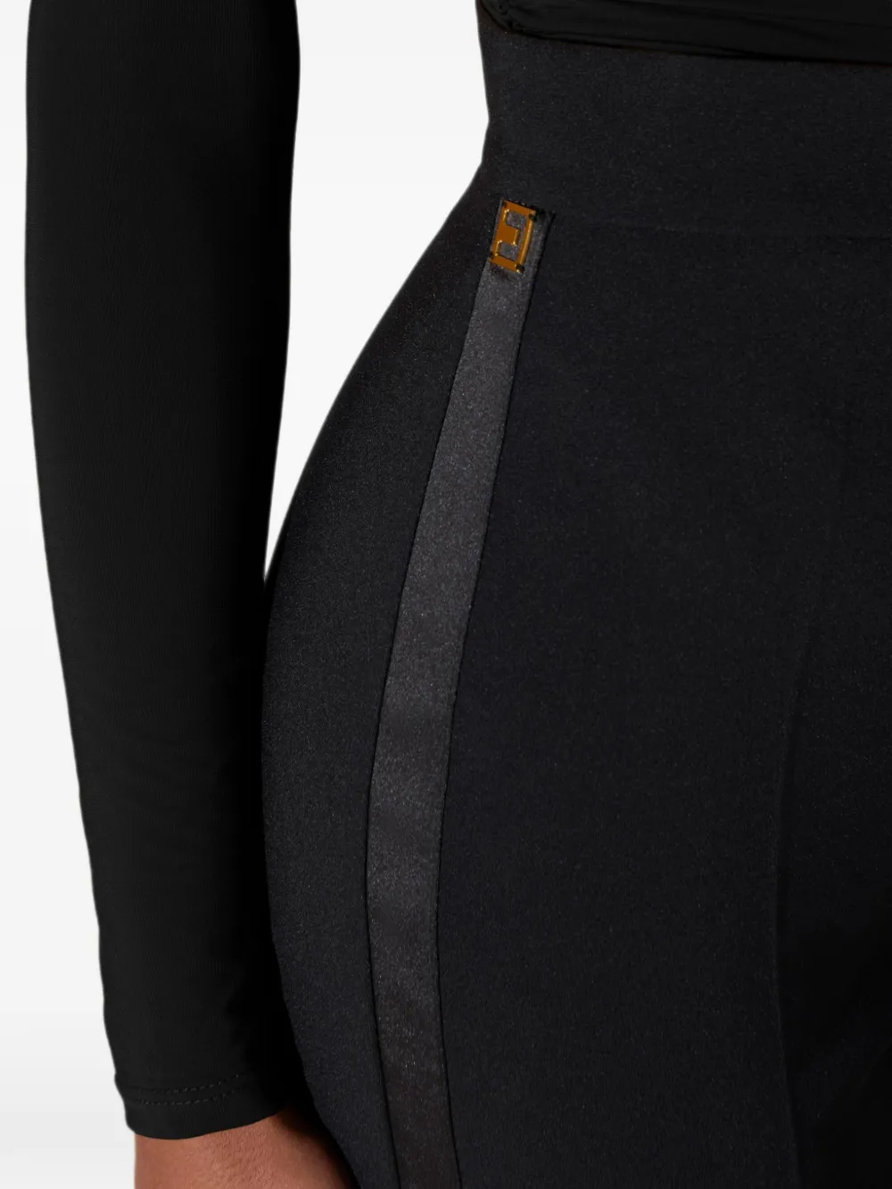 Elisabetta Franchi Lichtgewicht crêpe en satijnen broek Zwart
