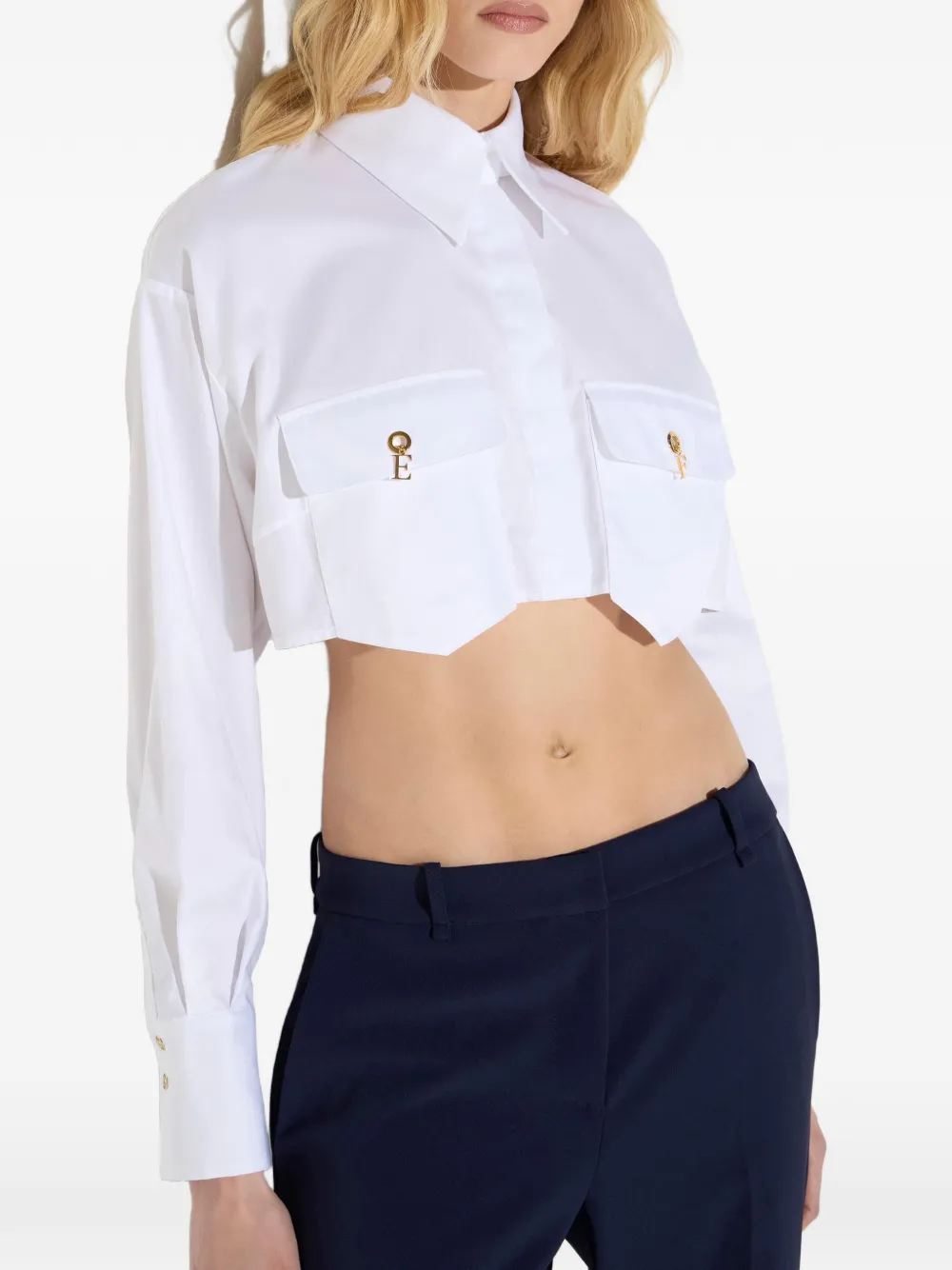 Elisabetta Franchi Blouse met zakken en manchetknopen Wit