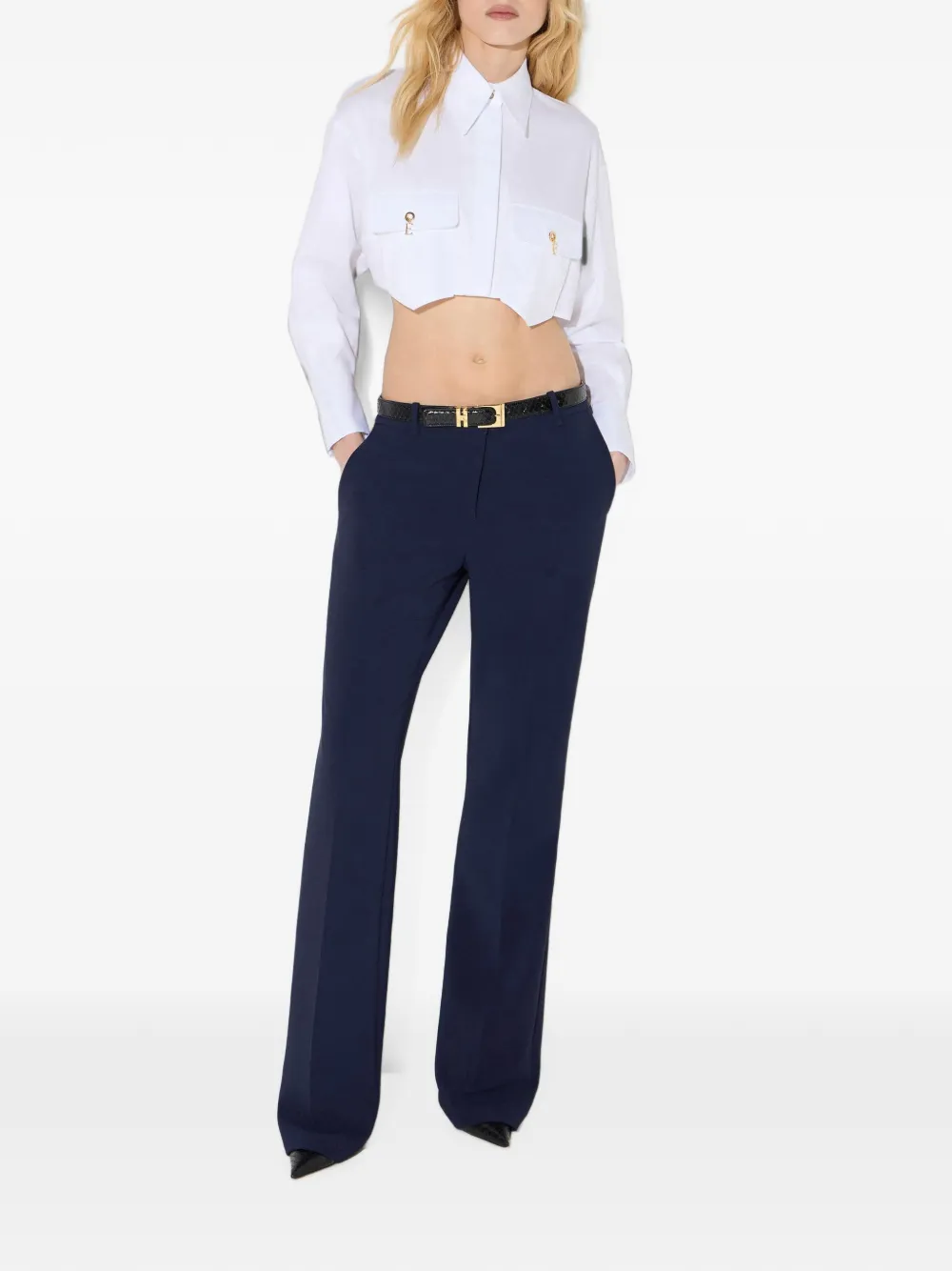 Elisabetta Franchi Blouse met zakken en manchetknopen Wit