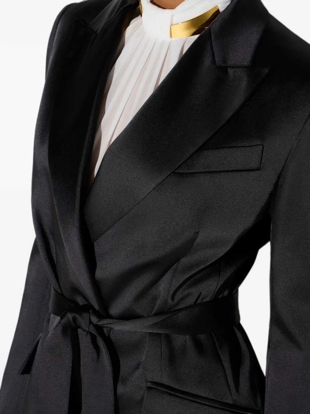 Elisabetta Franchi Stretch satijnen jack met riem Zwart