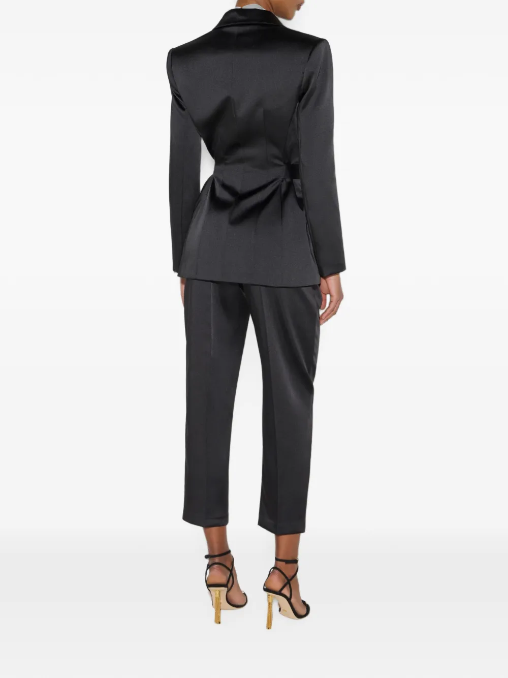 Elisabetta Franchi Stretch satijnen jack met riem Zwart