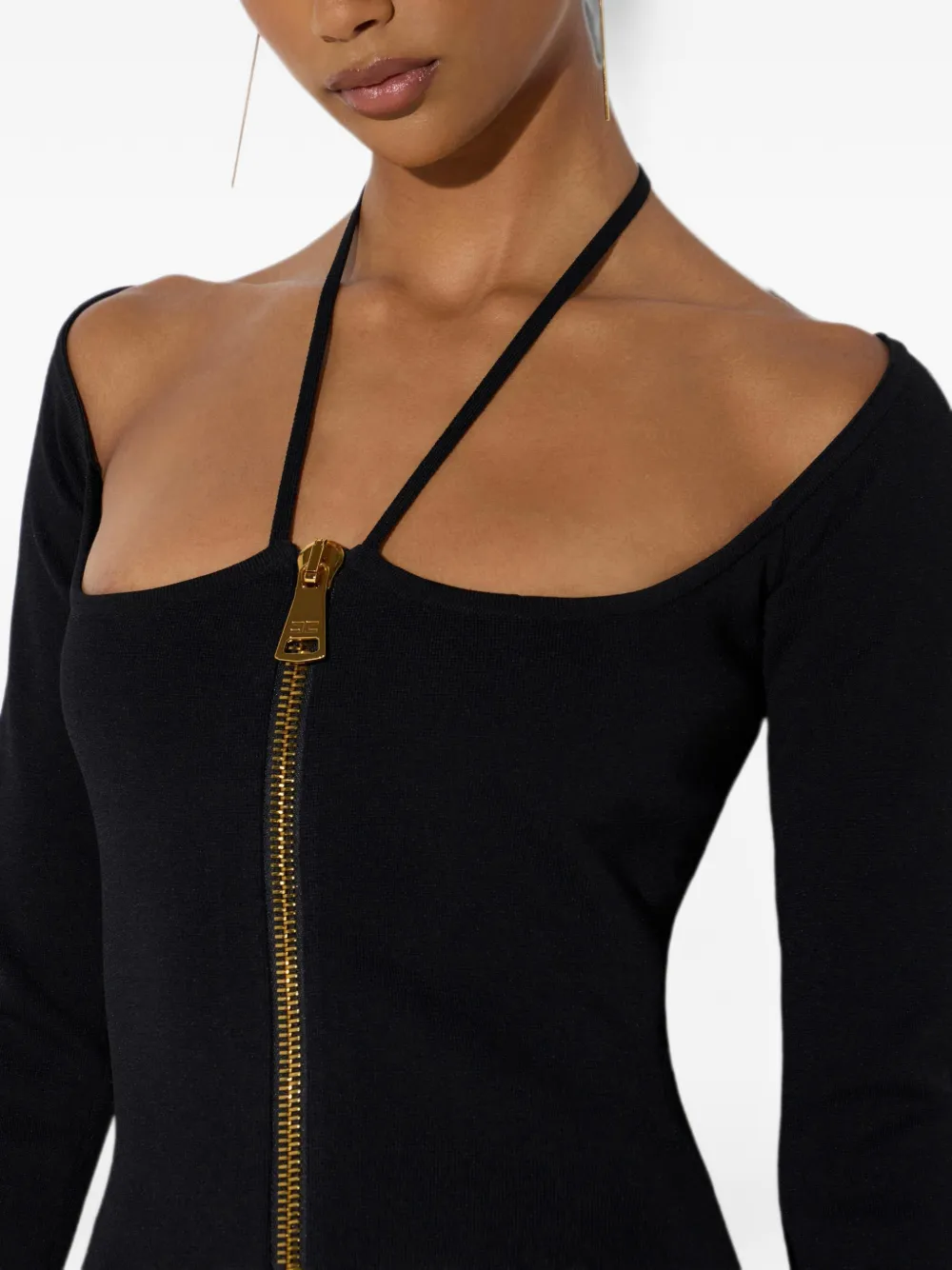 Elisabetta Franchi Gebreide mini-jurk met strikjes Zwart