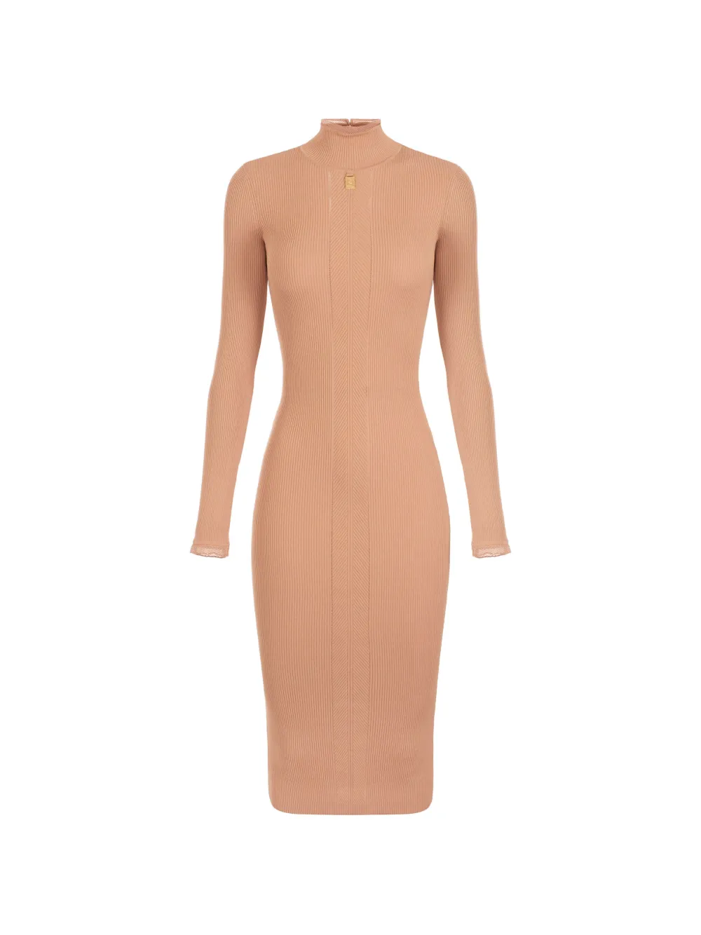 Elisabetta Franchi Gebreide jurk met logo-detail Beige