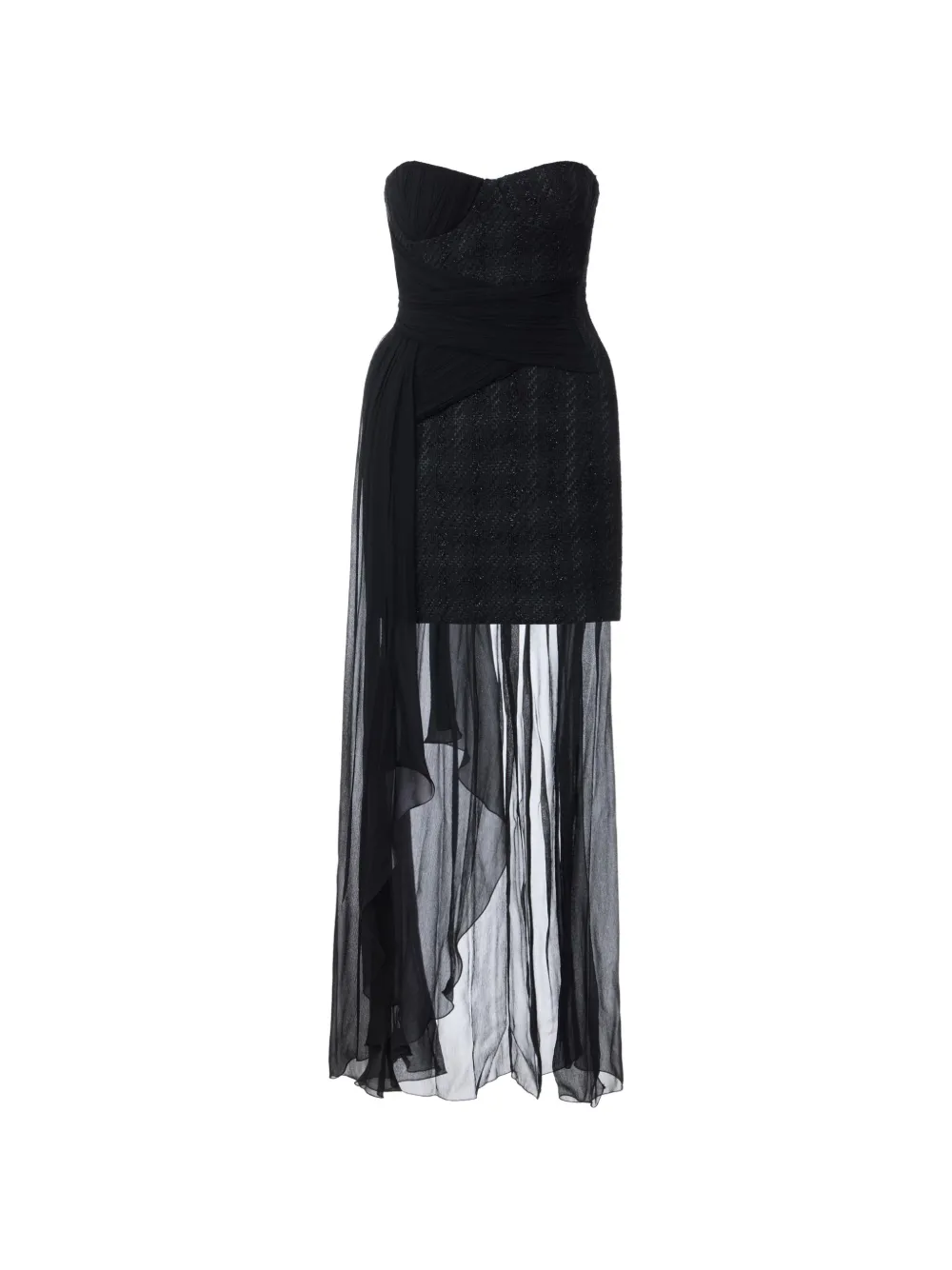 Elisabetta Franchi Abito corto in tweed con fascia - Nero