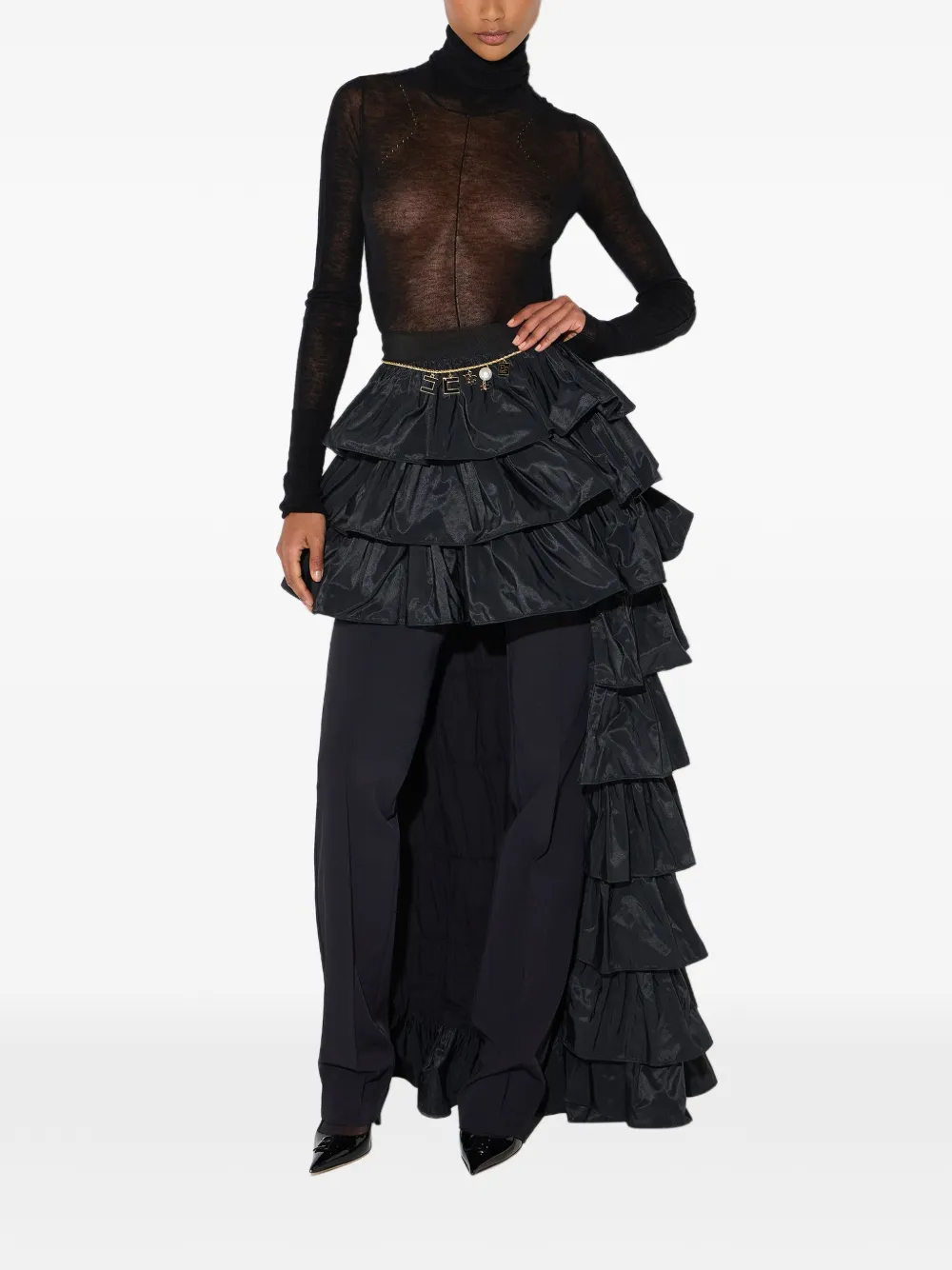 Elisabetta Franchi Rok met ruches Zwart