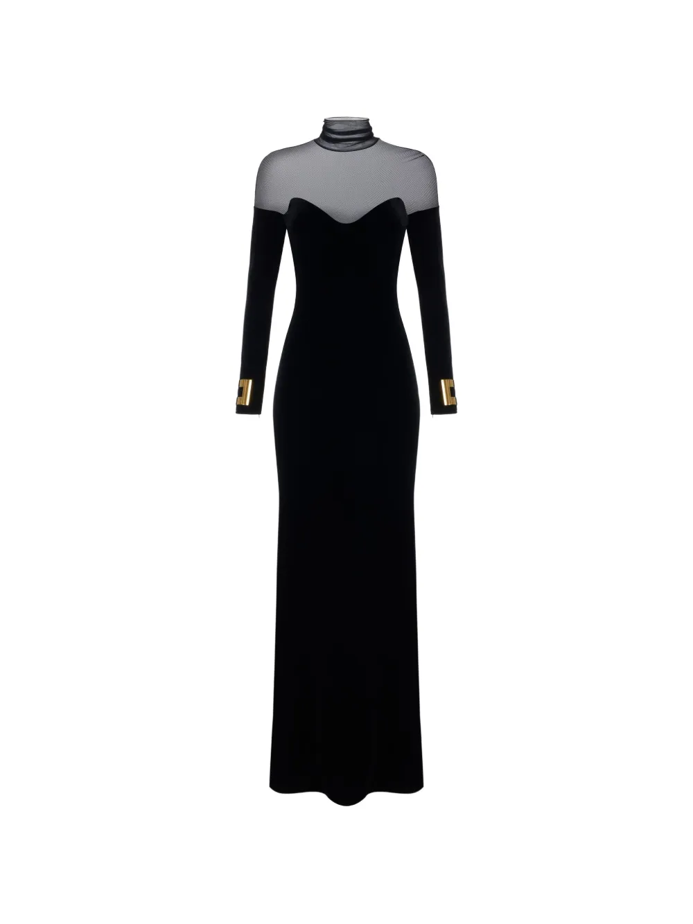 Elisabetta Franchi Red Carpet Dress In Velvet And Tulle Fabrics In Schwarz
