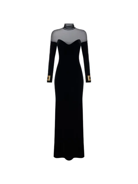Elisabetta Franchi red carpet dress in velvet and tulle fabrics