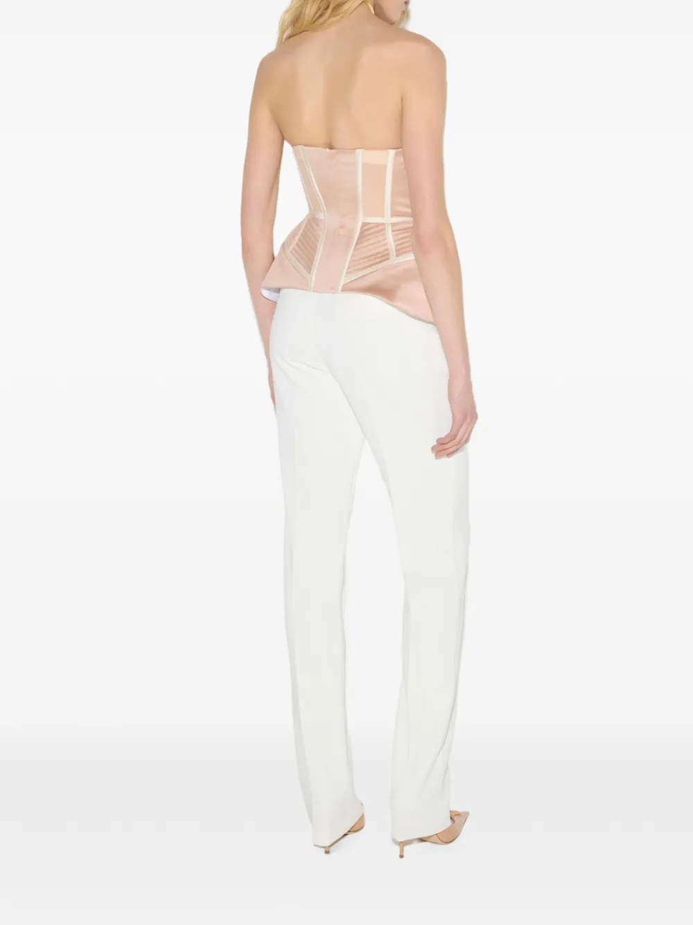 Elisabetta Franchi Duchess satijnen top met bustier-stijl Roze