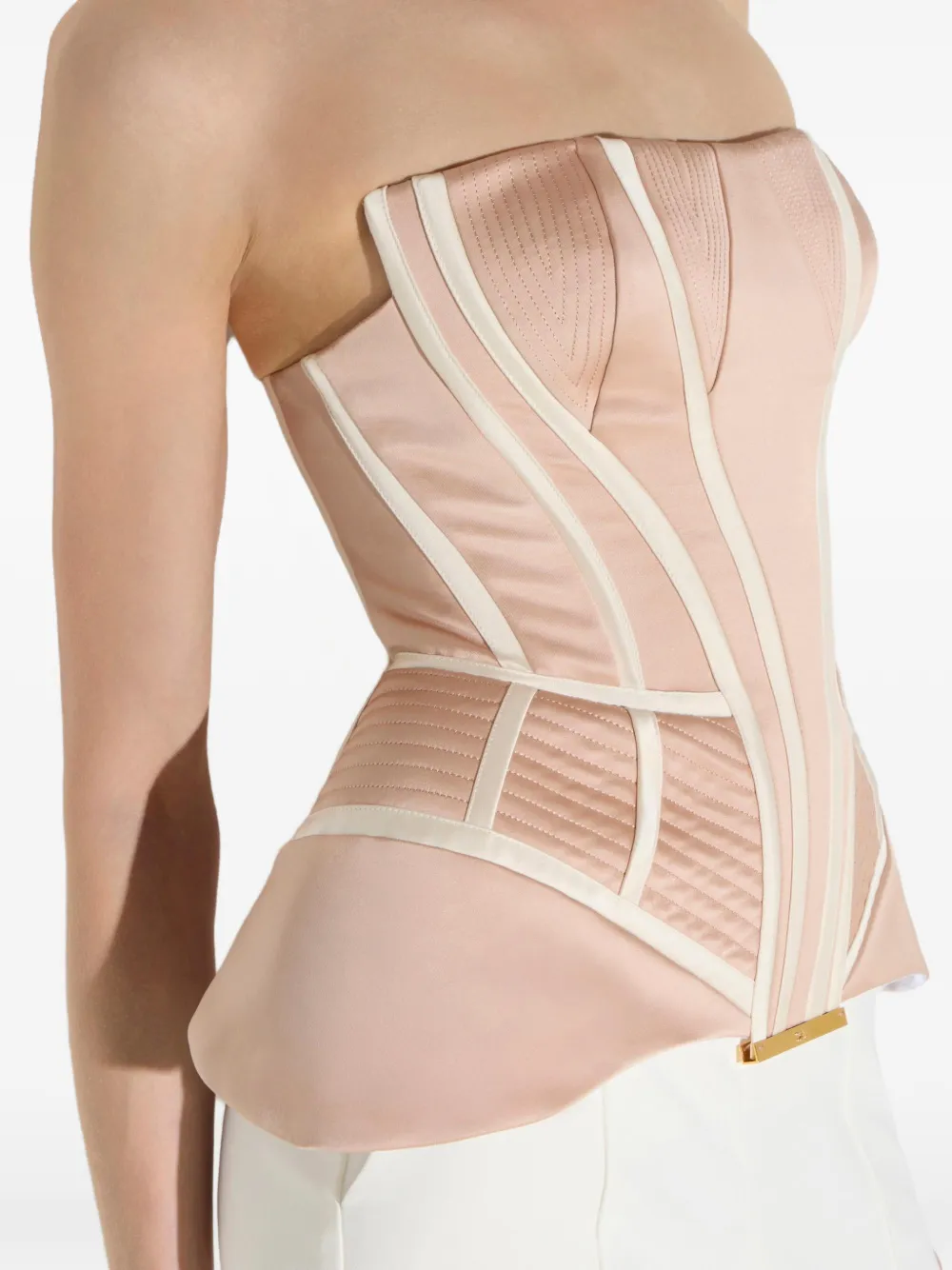 Elisabetta Franchi Duchess satijnen top met bustier-stijl Roze