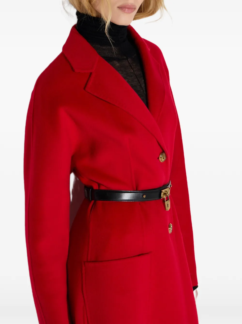 Elisabetta Franchi Jas van dubbele stof met ceintuur Rood