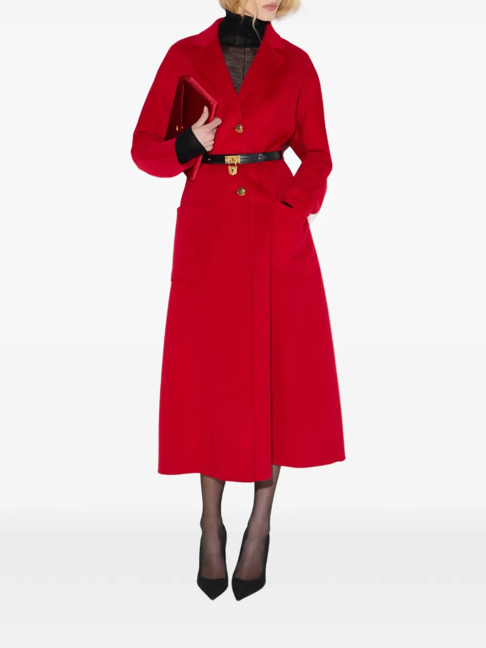Elisabetta Franchi Jas van dubbele stof met ceintuur Rood