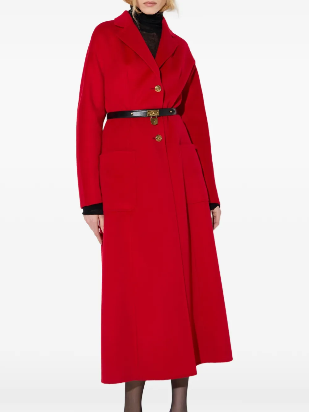 Elisabetta Franchi Jas van dubbele stof met ceintuur Rood