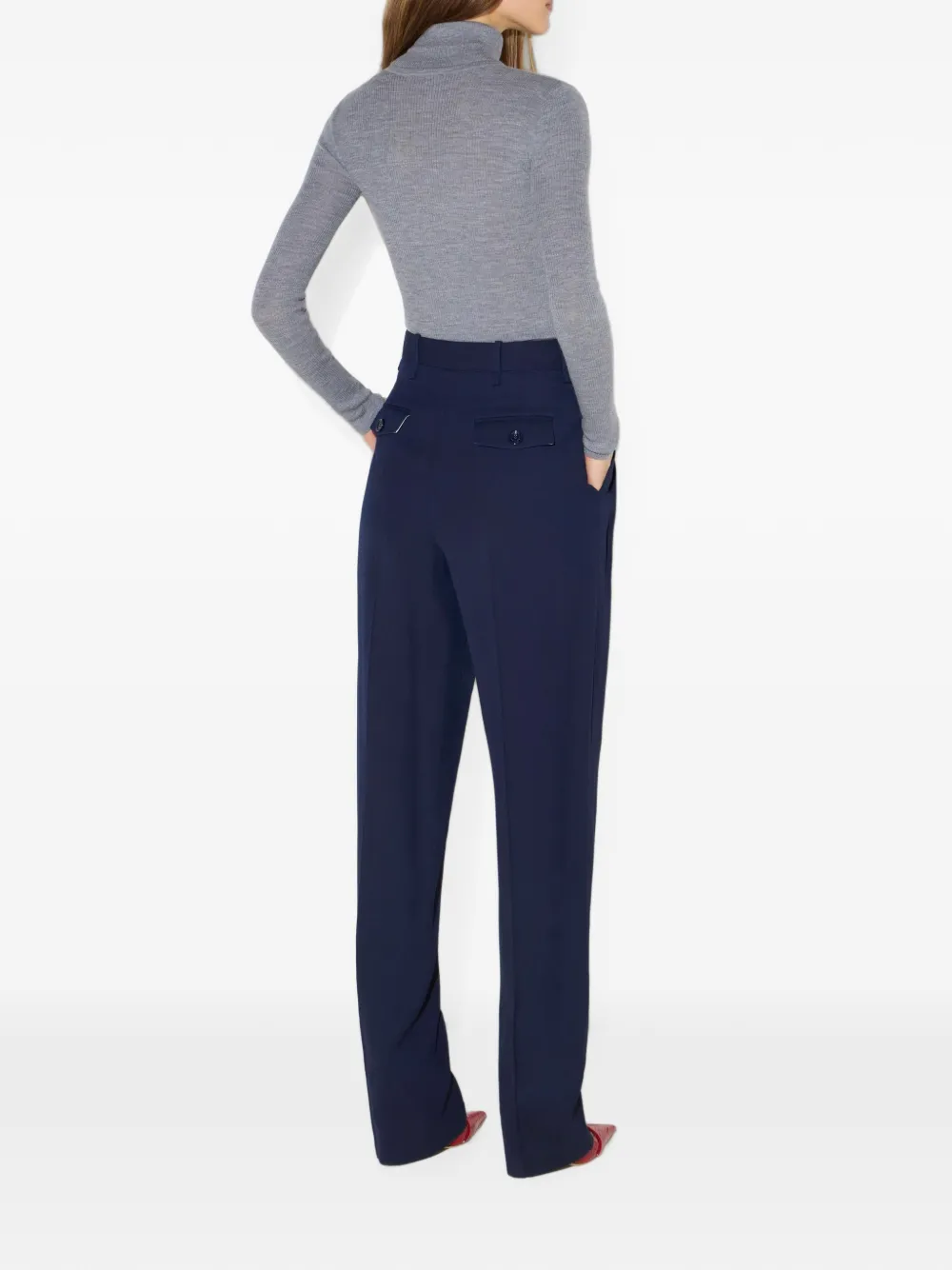 Elisabetta Franchi ribgebreide top met col Grijs