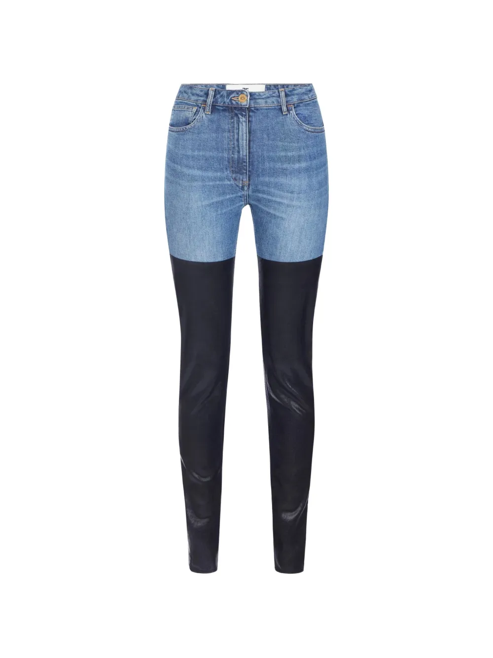Elisabetta Franchi Jeans a sigaretta con doppia finitura - Nero