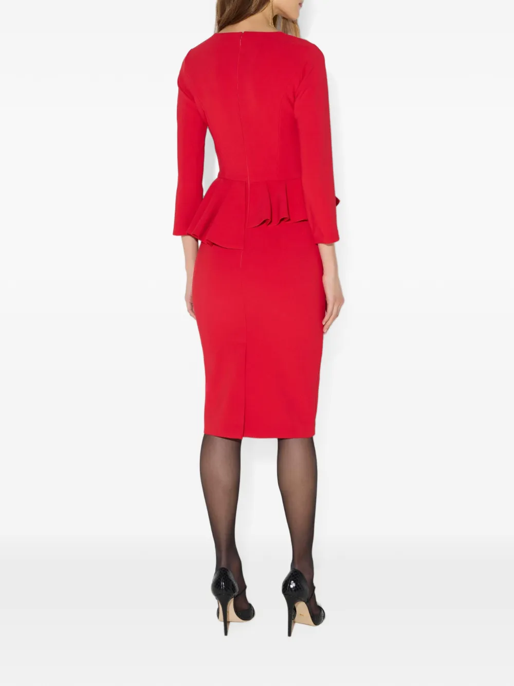 Elisabetta Franchi Jurk van lichtgewicht crêpe stof met flounce Rood