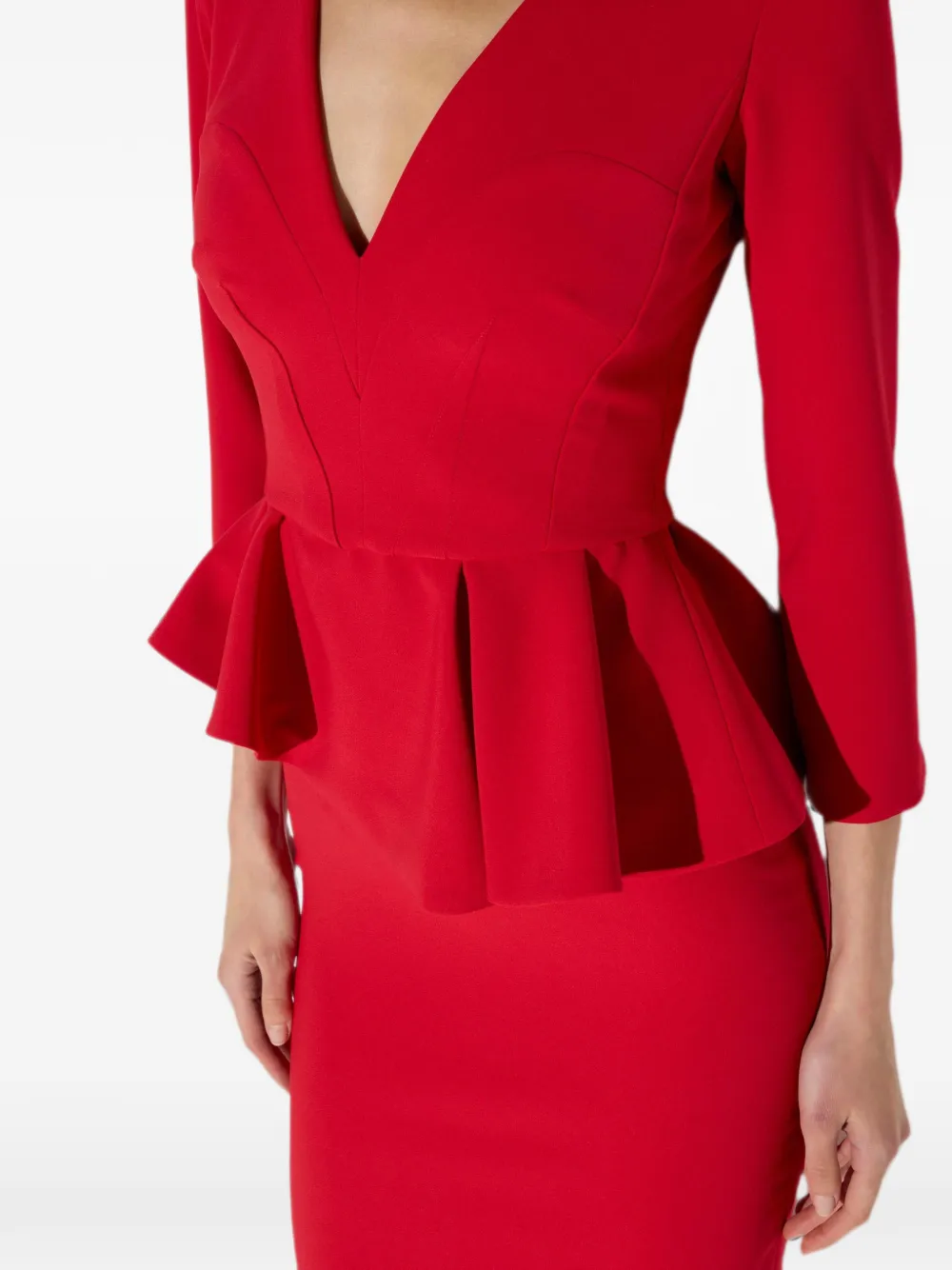 Elisabetta Franchi Jurk van lichtgewicht crêpe stof met flounce Rood