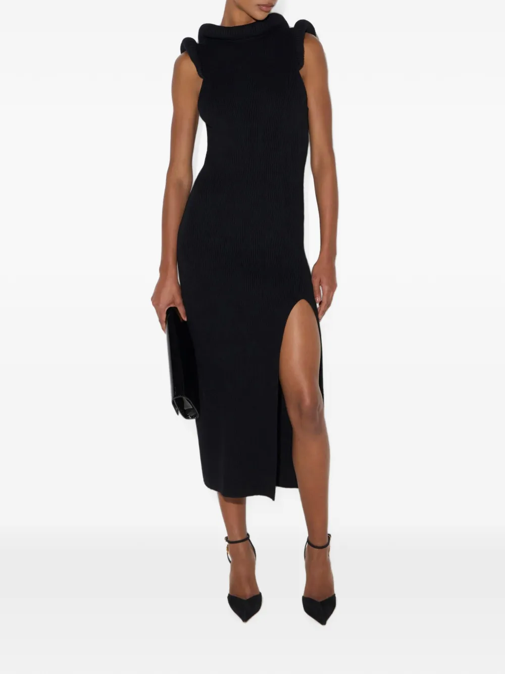 Elisabetta Franchi Gebreide jurk met 3D-details Zwart