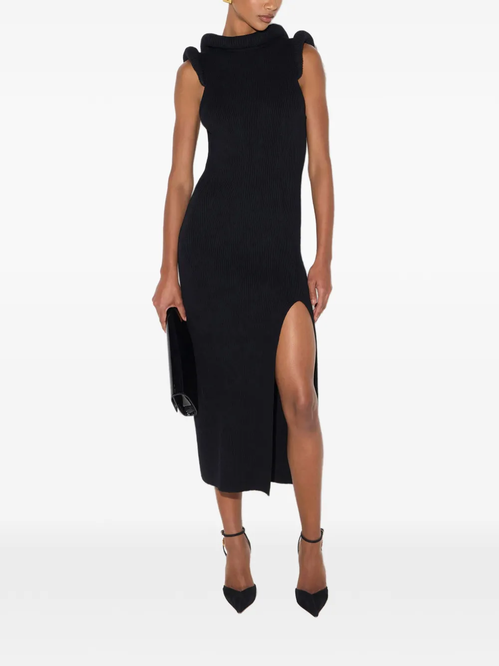 Elisabetta Franchi Gebreide jurk met 3D-details Zwart