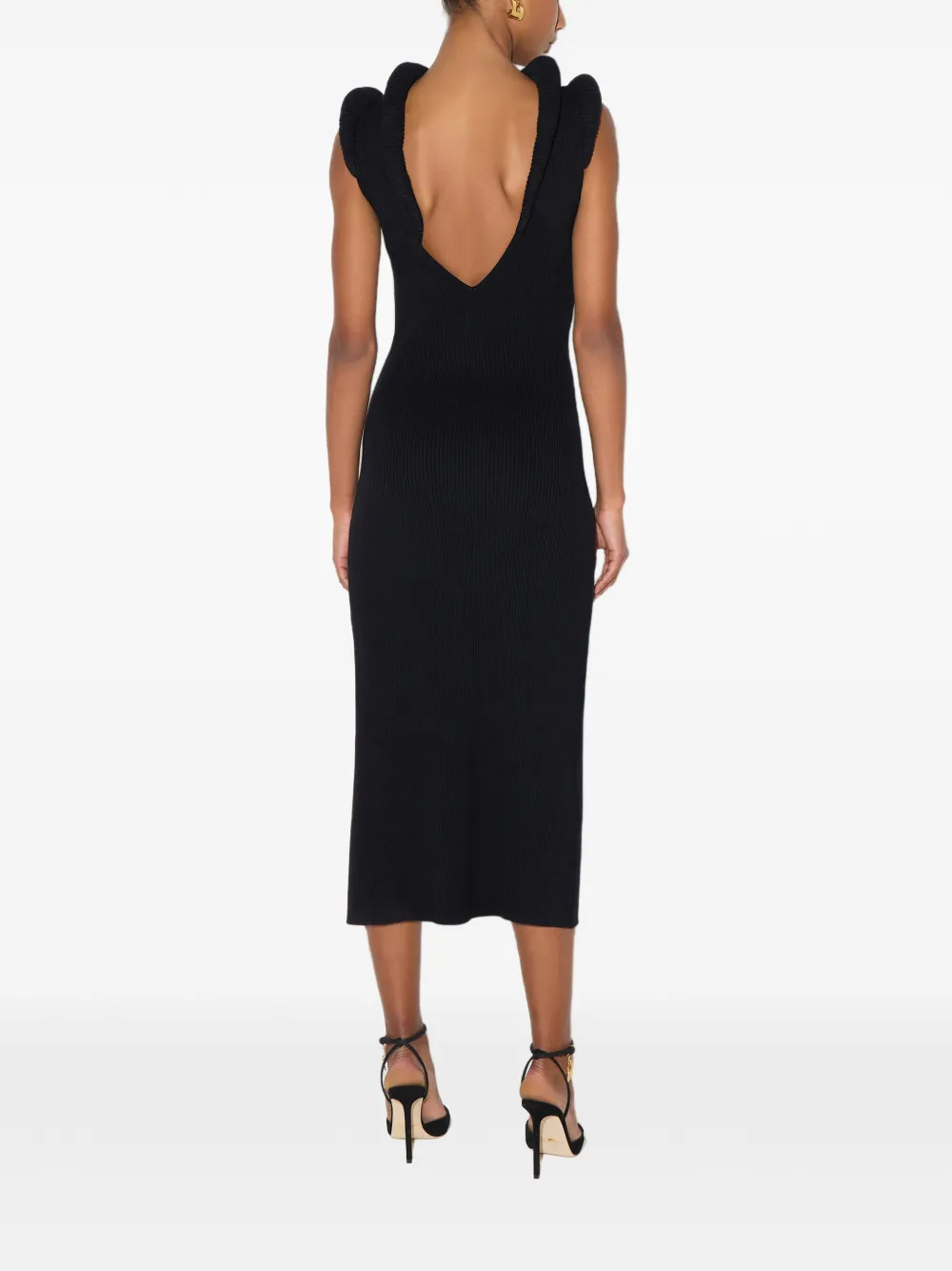 Elisabetta Franchi Gebreide jurk met 3D-details Zwart