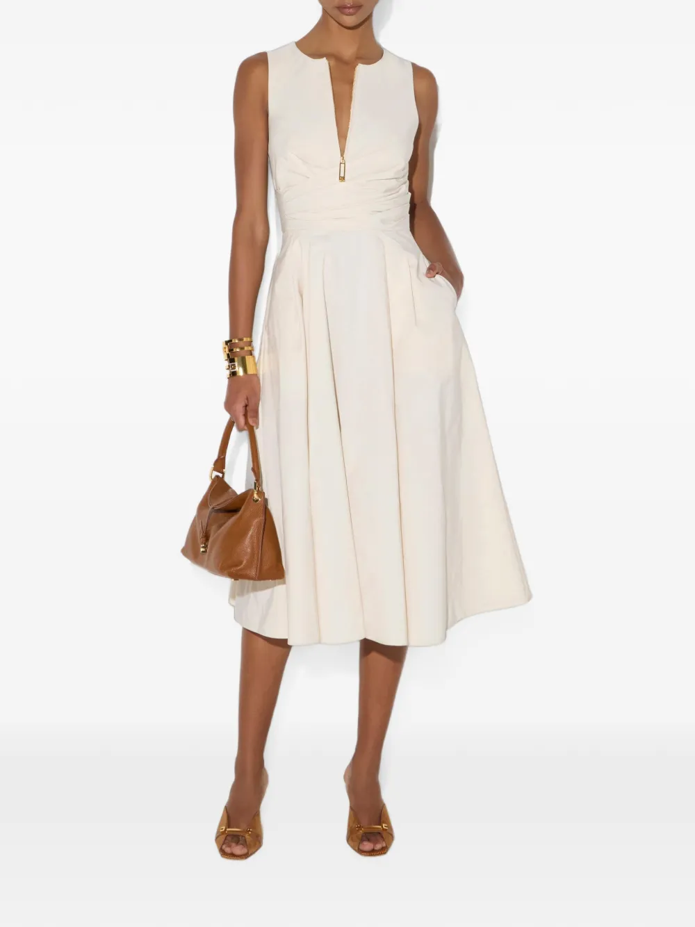 Elisabetta Franchi Taffeta voile jurk Beige