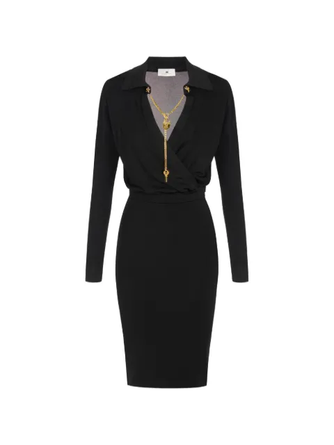 Elisabetta Franchi chain-detail wrap-front midi dress