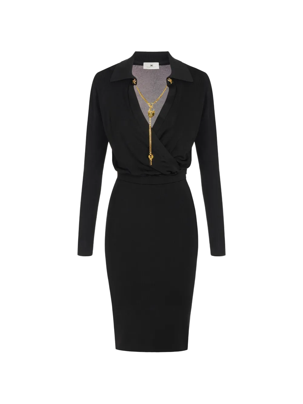 Elisabetta Franchi chain-detail wrap-front midi dress