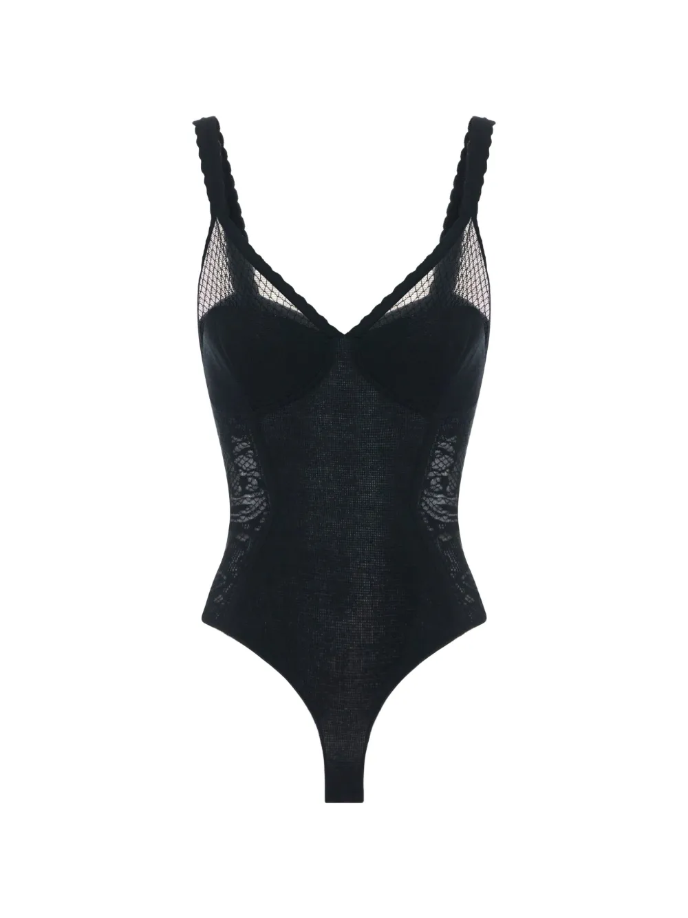 Elisabetta Franchi bodysuit in knit and lace fabric - Schwarz