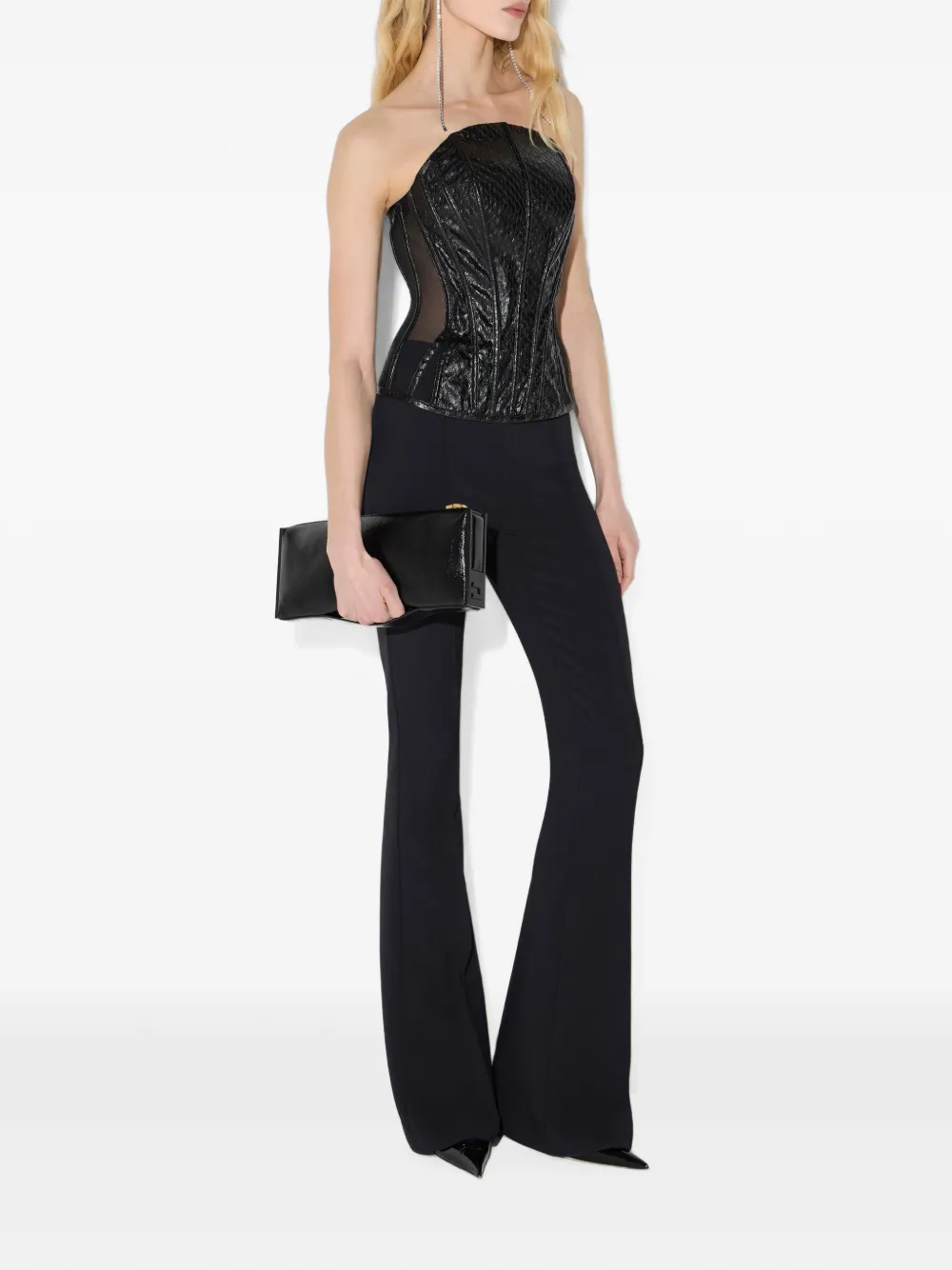 Elisabetta Franchi Top in bustier-stijl met vissen-patroon Zwart