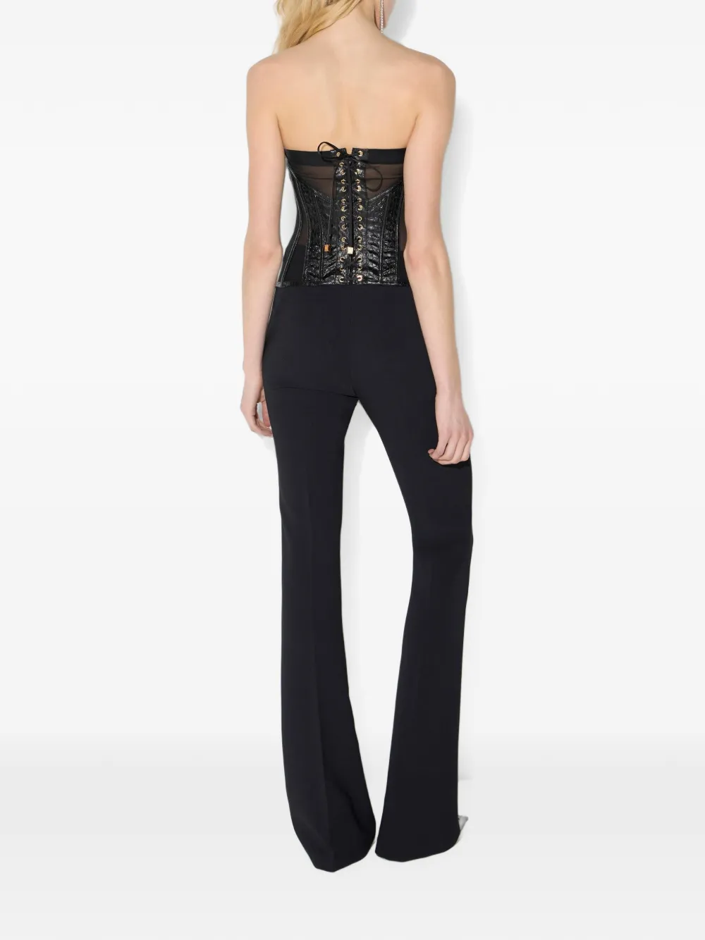 Elisabetta Franchi Top in bustier-stijl met vissen-patroon Zwart