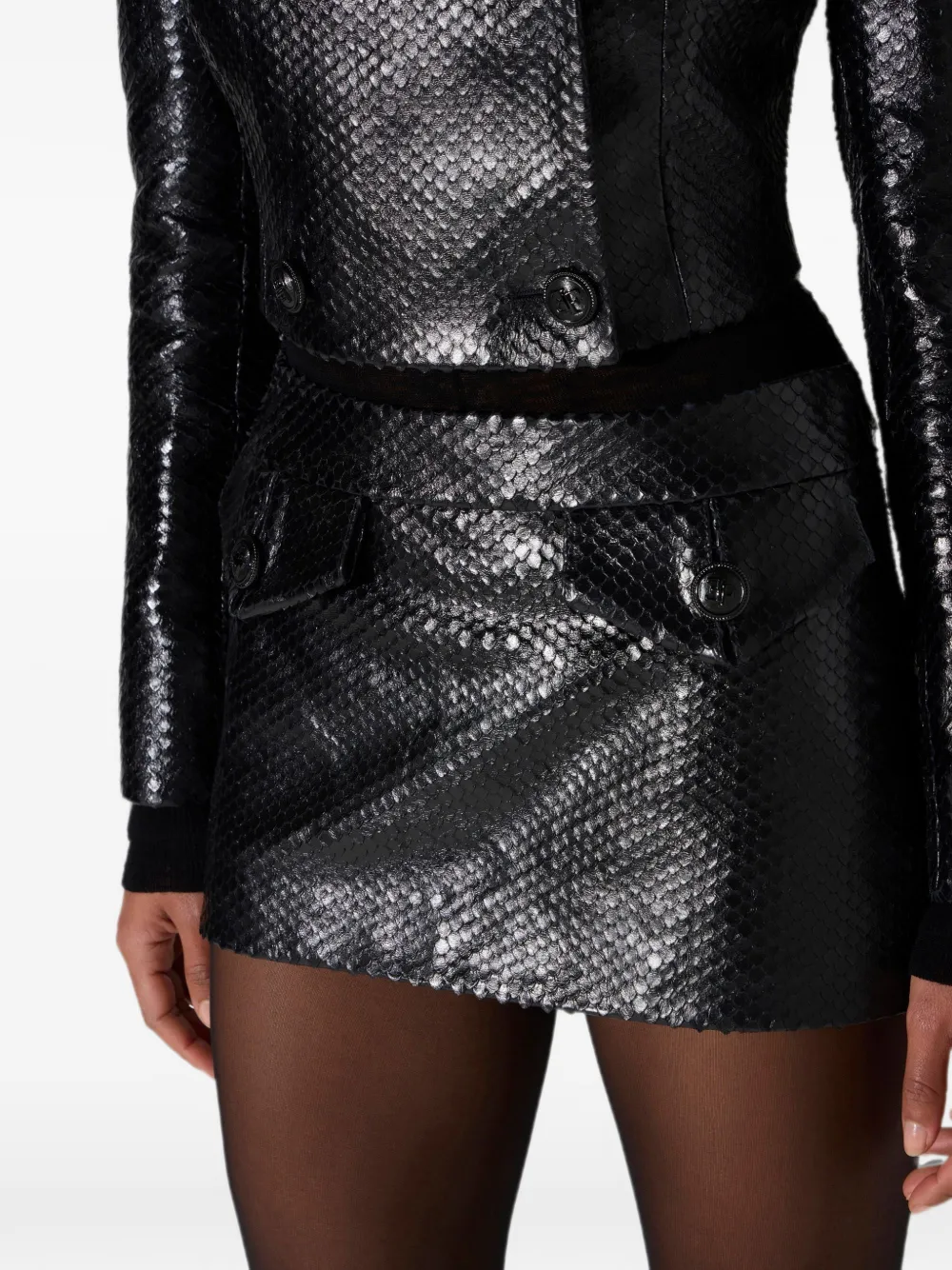 Elisabetta Franchi Mini-rok met vissenpatroon Zwart