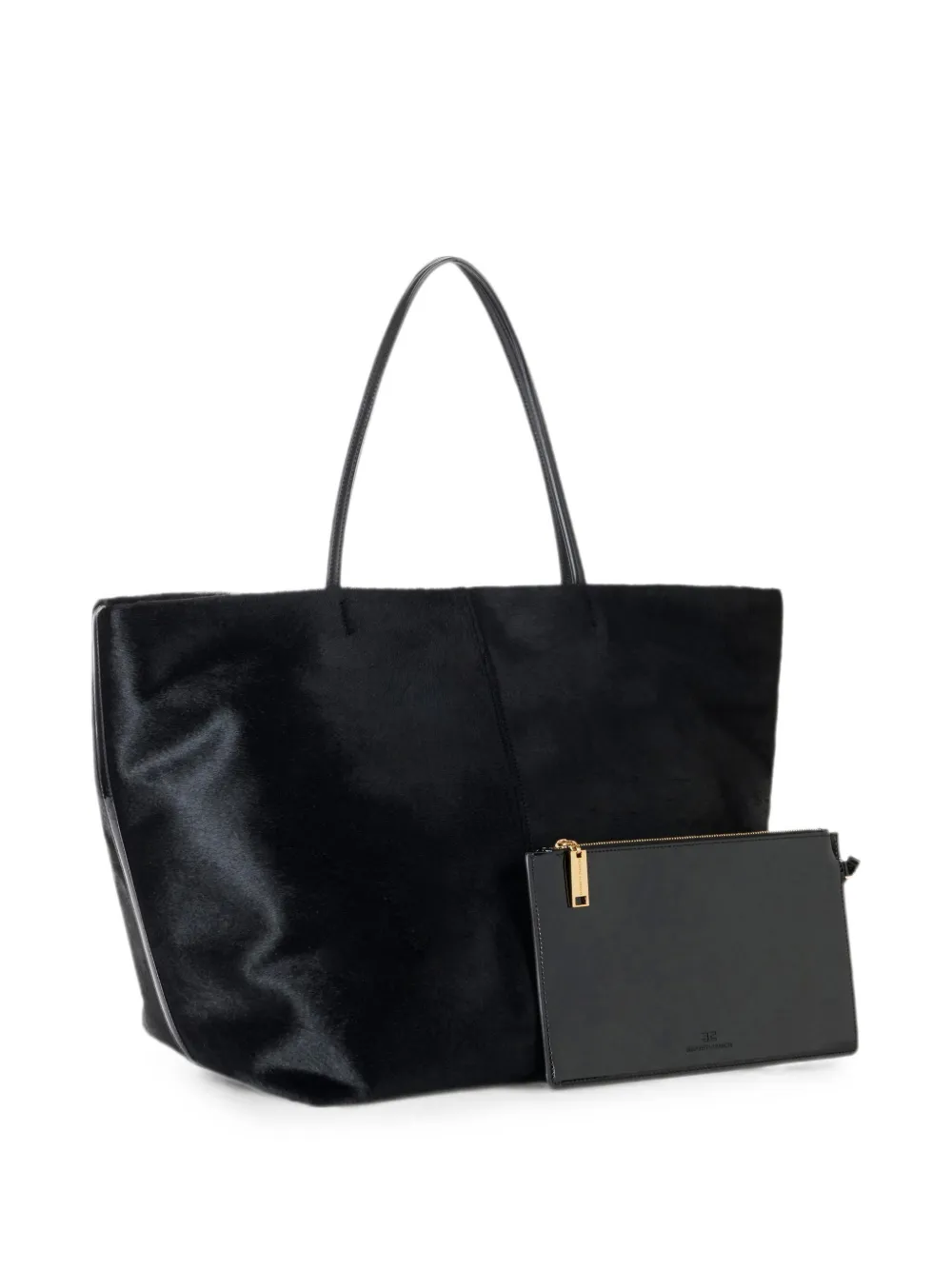 Elisabetta Franchi Leren shopper Zwart