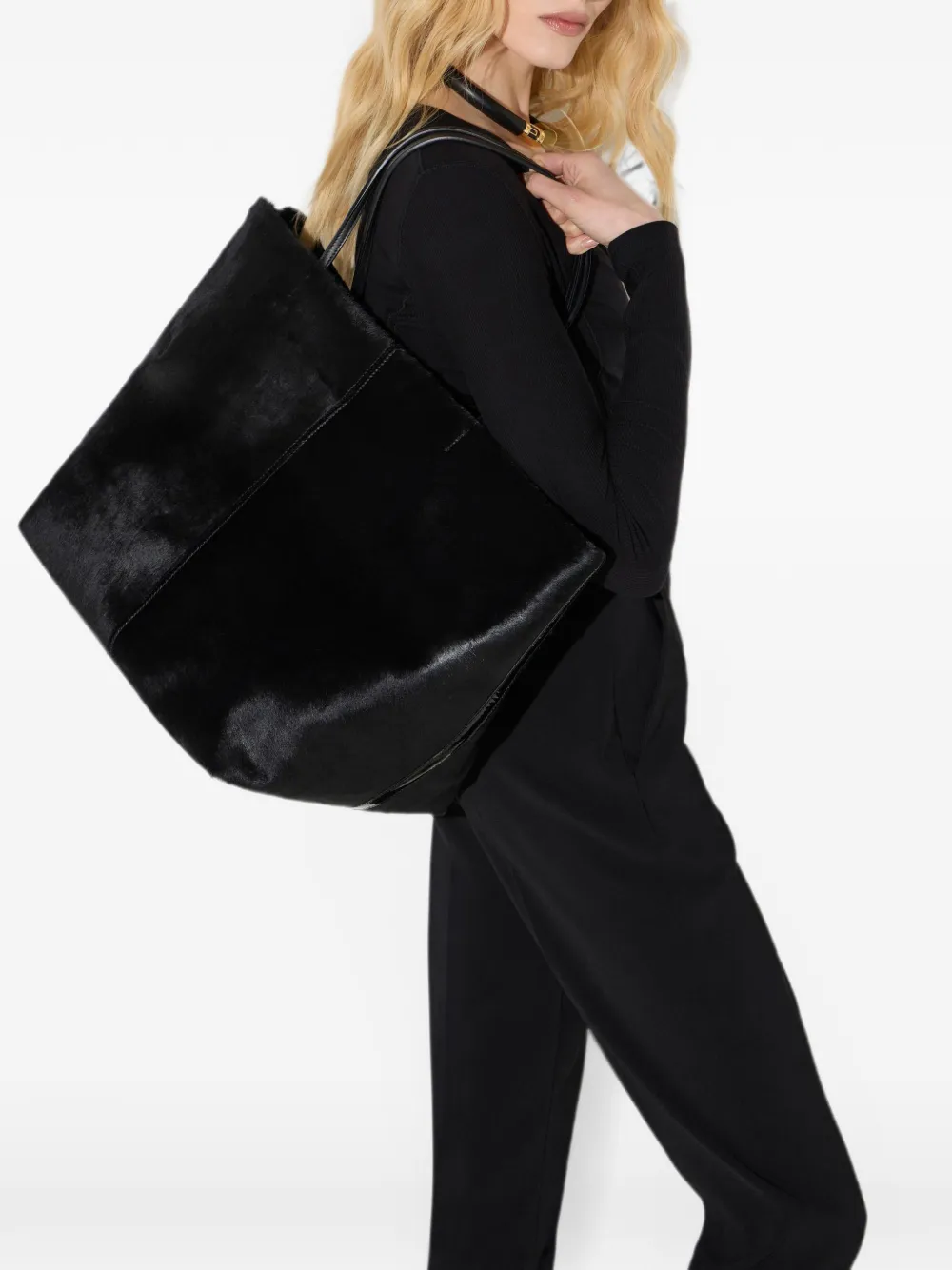 Elisabetta Franchi Leren shopper Zwart