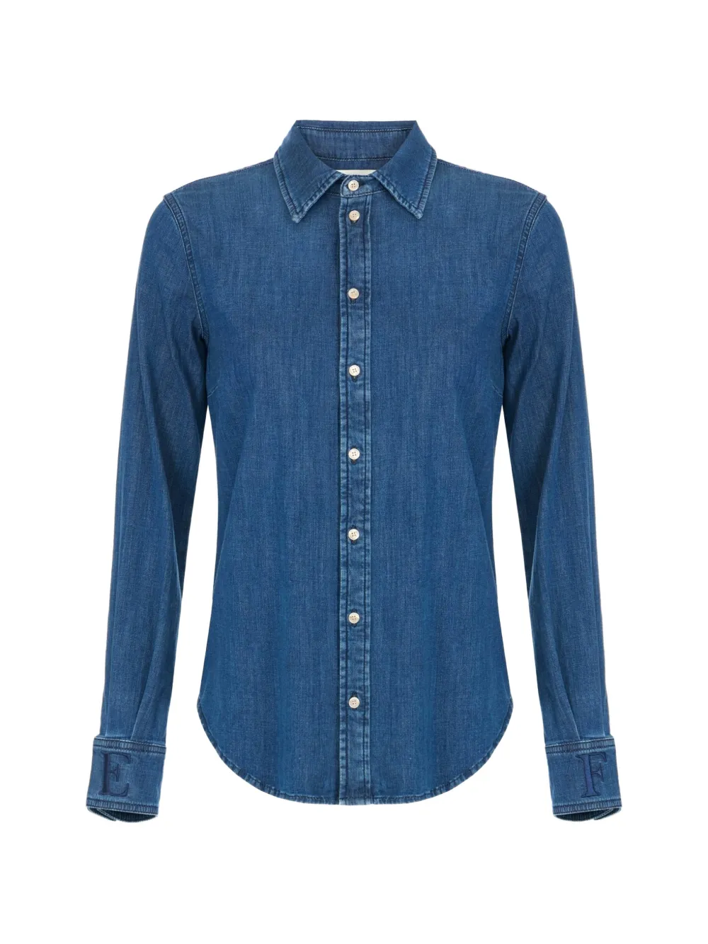 Elisabetta Franchi denim blouse with embroidered logo - Blue