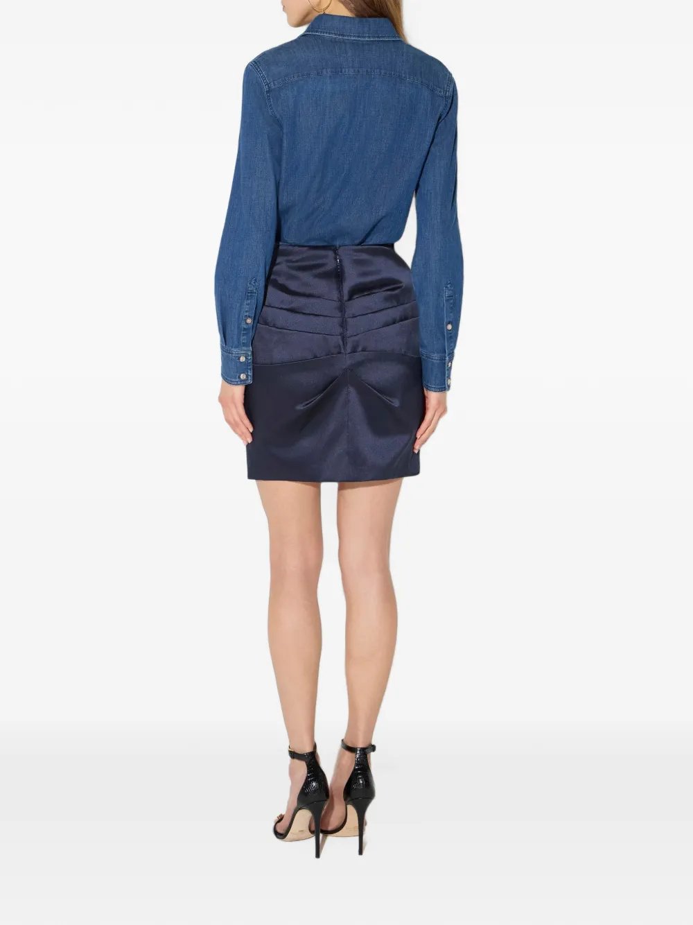 Elisabetta Franchi Denim blouse met geborduurd logo Blauw