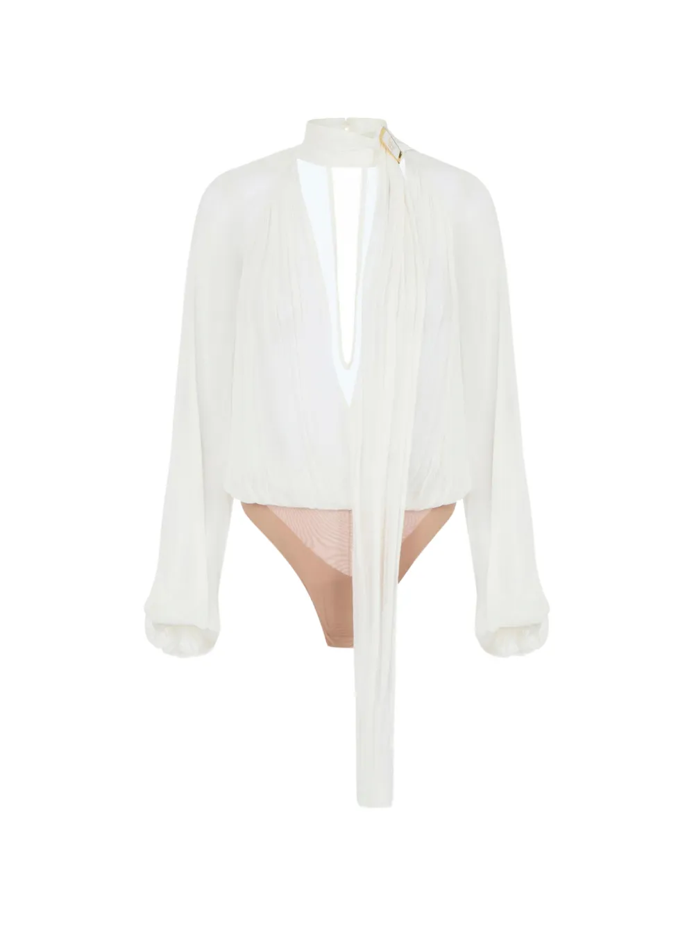 Elisabetta Franchi Body in crepon con fascia - Bianco