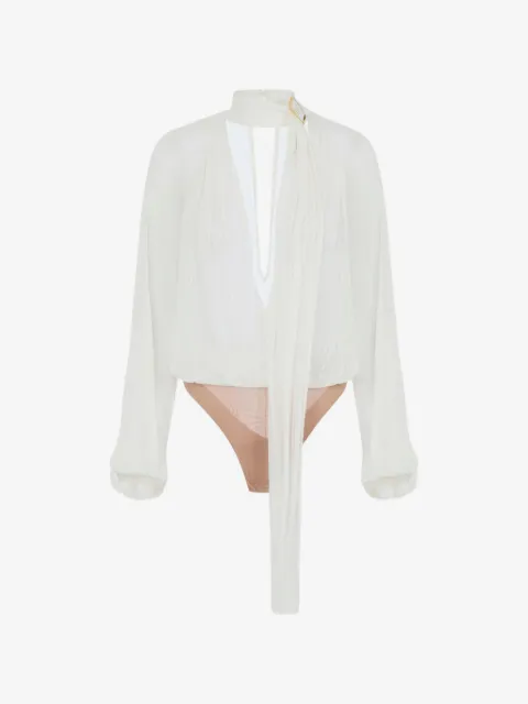 Elisabetta Franchi bodysuit in crepon fabric with sash