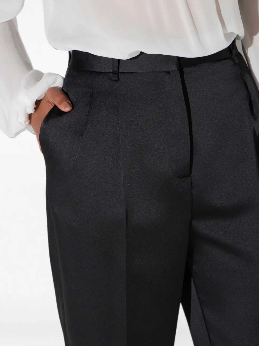 Elisabetta Franchi Satijnen stretch broek Zwart