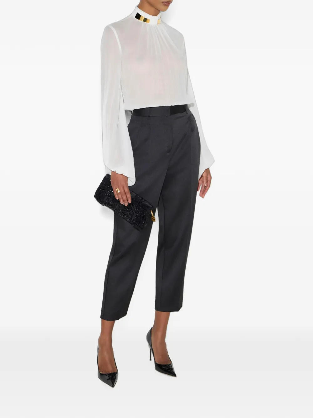 Elisabetta Franchi Satijnen stretch broek Zwart