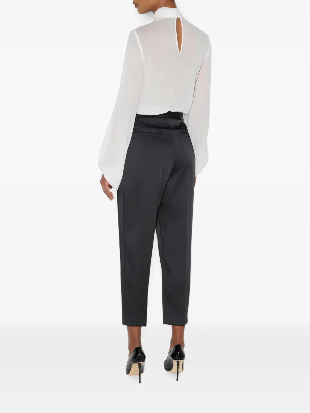 Elisabetta Franchi Satijnen stretch broek Zwart