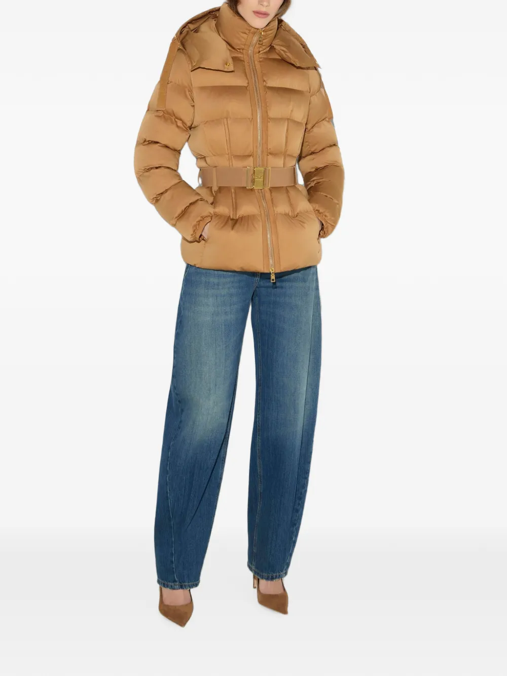 Elisabetta Franchi Voile donsjack Beige