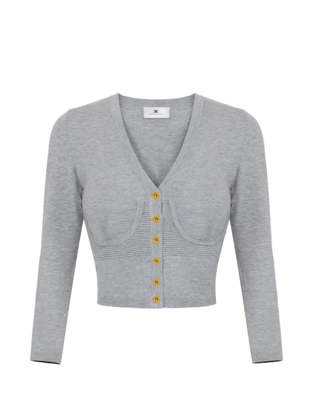 Elisabetta Franchi Cardigan in maglia stile corsetto - Grigio