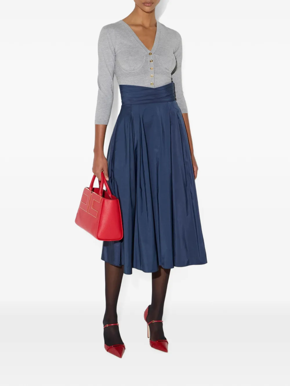 Elisabetta Franchi Gebreid vest in bustier-stijl Grijs