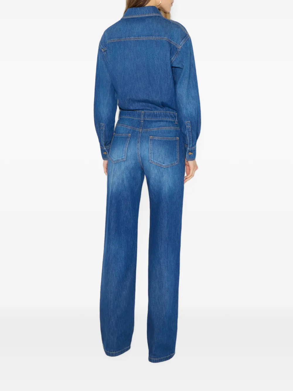 Elisabetta Franchi Denim jumpsuit met hangslot Blauw