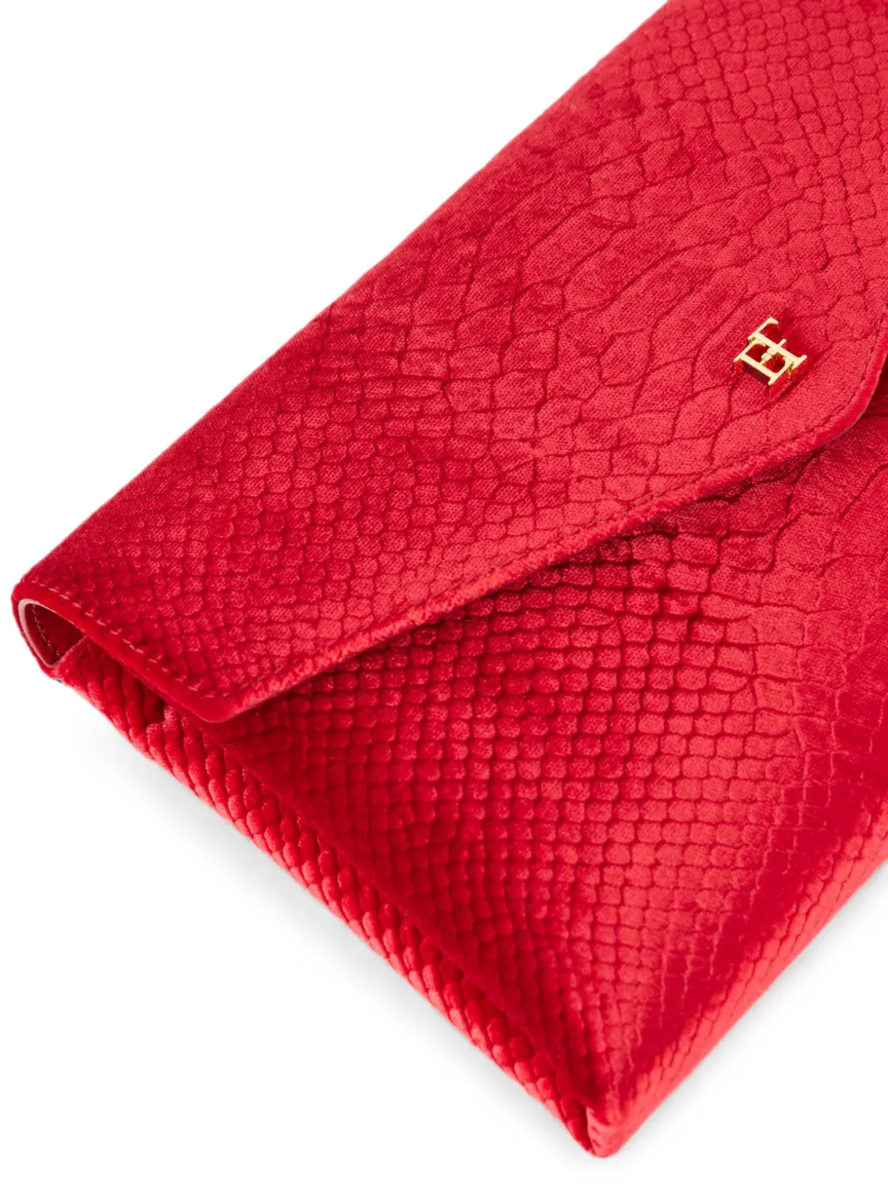 Elisabetta Franchi Fluwelen schoudertas met krokodillen-print Rood