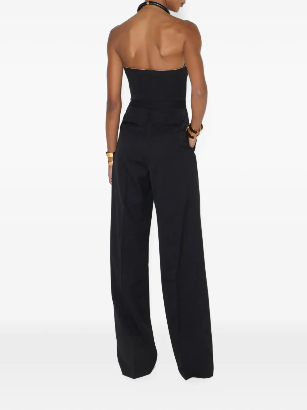 Elisabetta Franchi Jumpsuit van gabardine stof met siercups Zwart