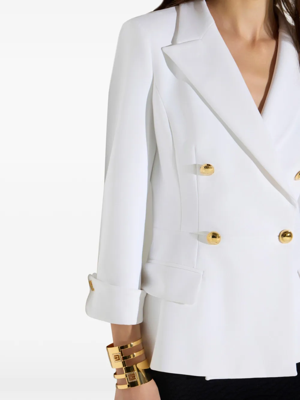 Elisabetta Franchi Gelaagd stretch crêpe jack Wit