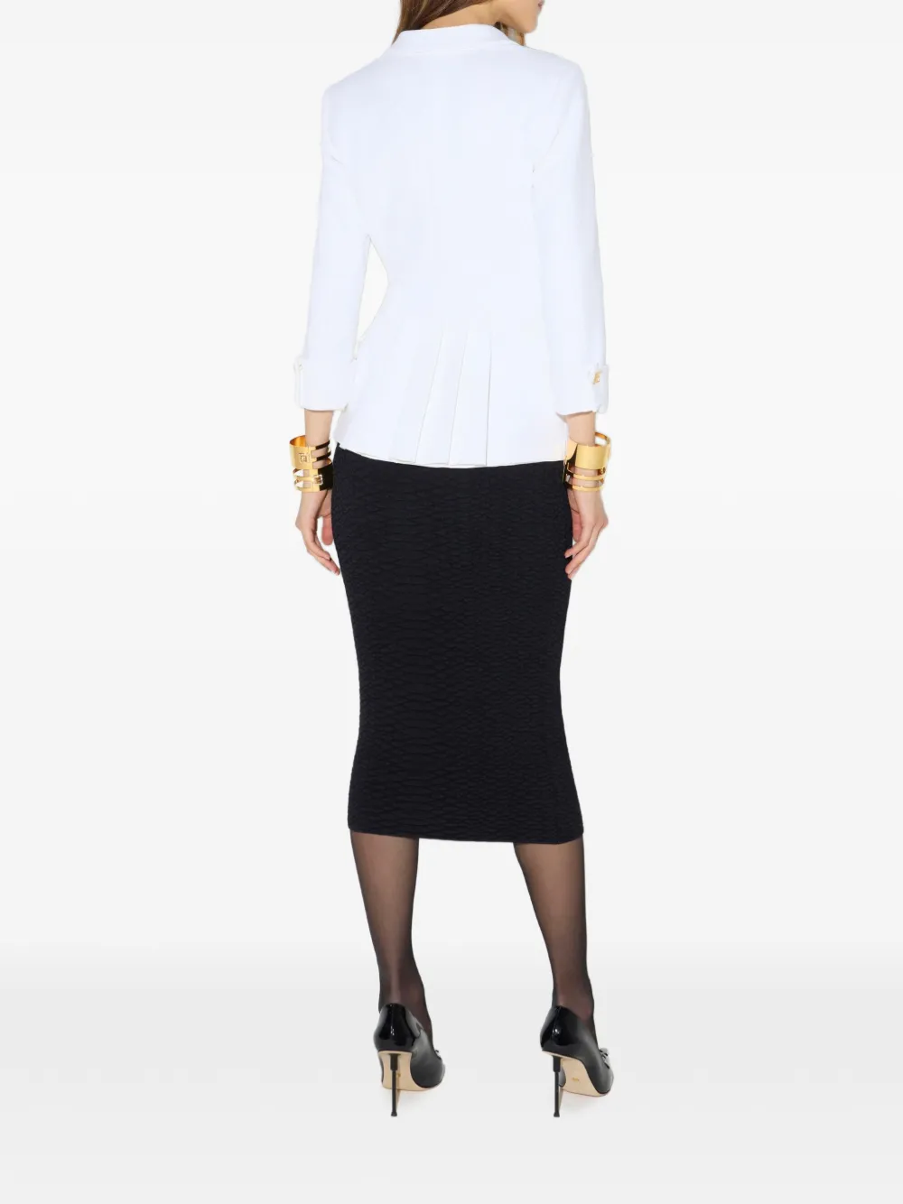 Elisabetta Franchi Gelaagd stretch crêpe jack Wit